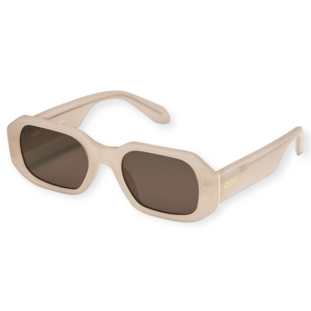 QUAY Hyped Up Sunglasses Bone Frame Brown Lens Retro Unisex NWT - Picture 3 of 8